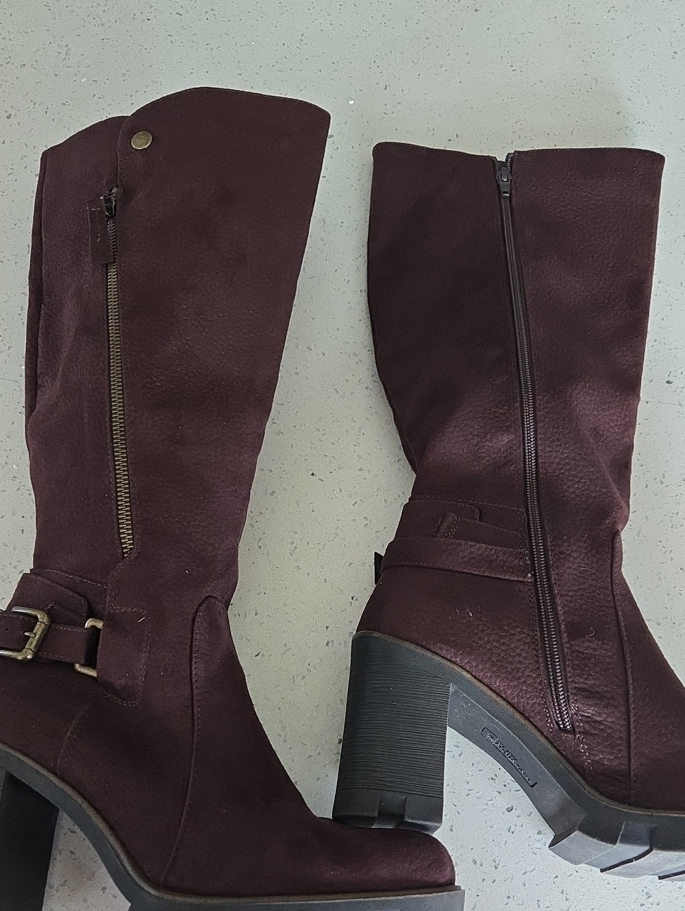 White Mountain Women's Burgundy Block Heel Knee Boots